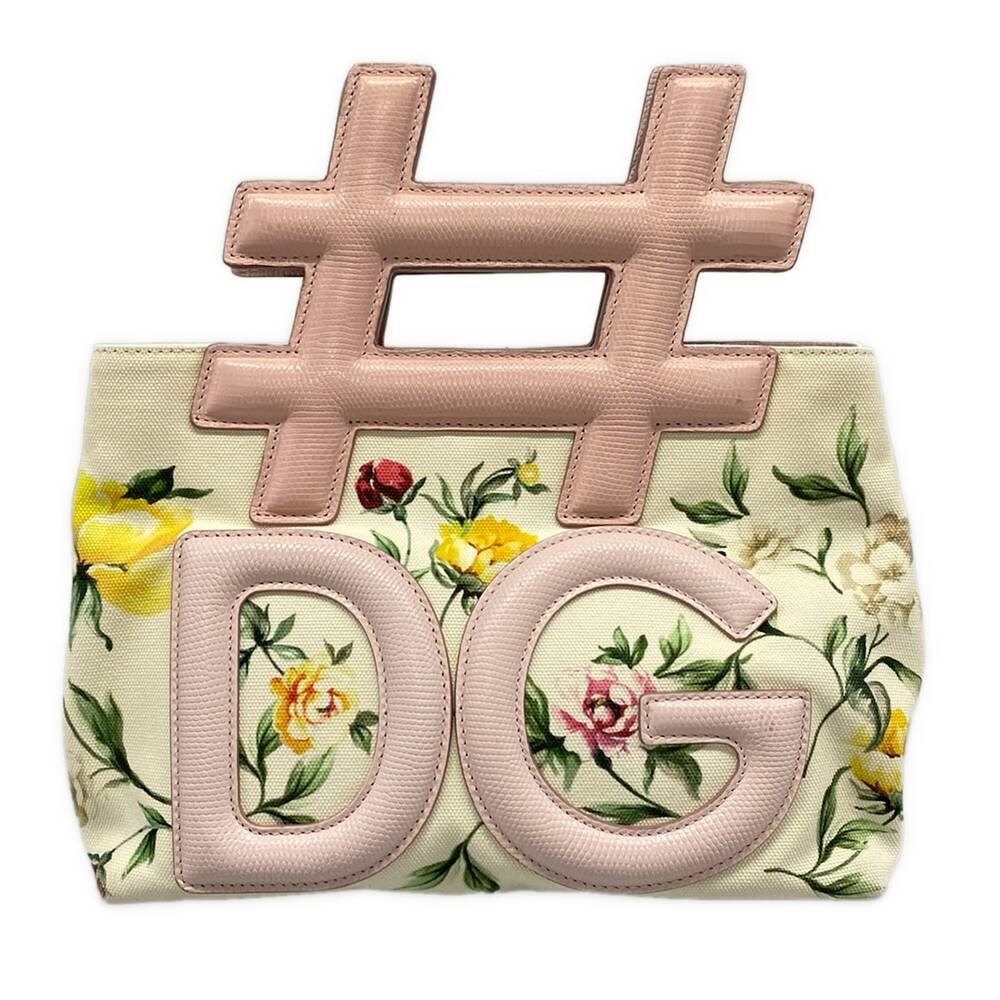 Dolce & Gabbana DOLCE&GABBANA Instabag Tote Bag Cream Pink Multi Canvas Leather